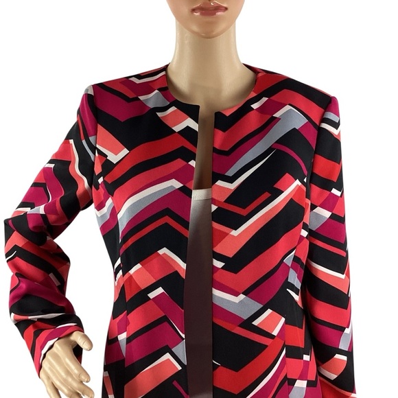 Kasper Geometric Print Blazer Jacket Multicolor Size 6 - Picture 2 of 7